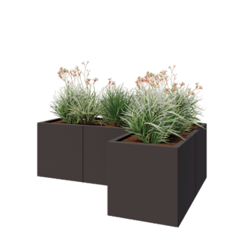 Čelična tegla za cvijeće - L-oblik - 150 x 100 x 50 cm - RAL7016 mat (antracit siva) - S donjom pločom