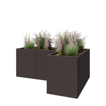 Čelična tegla za cvijeće - L-oblik - 150 x 100 x 60 cm - RAL7016 mat (antracit siva) - S donjom pločom