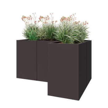 Čelična tegla za cvijeće - L-oblik - 150 x 100 x 80 cm - RAL7016 mat (antracit siva) - S donjom pločom