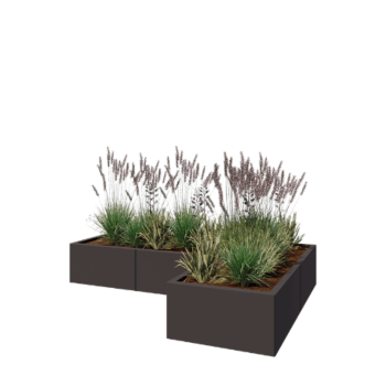 Čelična tegla za cvijeće - L-oblik - 180 x 120 x 30 cm - RAL7016 mat (antracit siva) - S donjom pločom