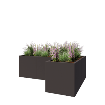 Čelična tegla za cvijeće - L-oblik - 180 x 120 x 60 cm - RAL7016 mat (antracit siva) - Bez donje ploče