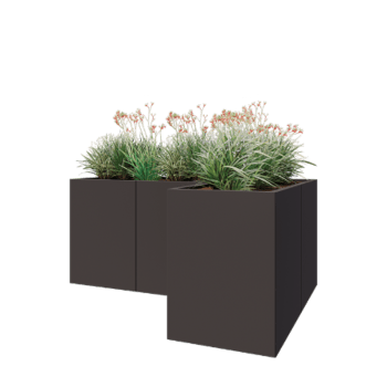 Čelična tegla za cvijeće - L-oblik - 180 x 120 x 80 cm - RAL7016 mat (antracit siva) - Bez donje ploče