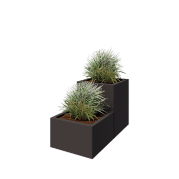 Čelična tegla za cvijeće - 2-dijelni stepeničasti model - 100 x 50 x 60 cm - RAL7016 mat (antracit siva) - S donjom pločom