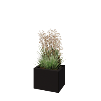 Čelična tegla za cvijeće - Pravokutnik - 40 x 30 x 30 cm - RAL9005 mat (crna) - S donjom pločom