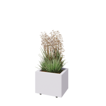 Čelična tegla za cvijeće - Pravokutnik - 40 x 30 x 30 cm - RAL9010 mat (bijela) - S donjom pločom - S nogama