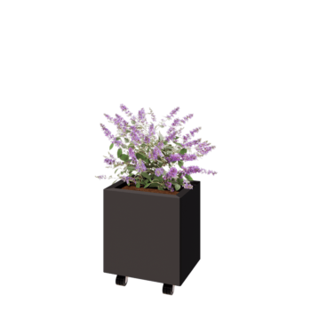 Čelična tegla za cvijeće - Pravokutnik - 40 x 30 x 40 cm - Druga RAL boja - S donjom pločom - S kotačima