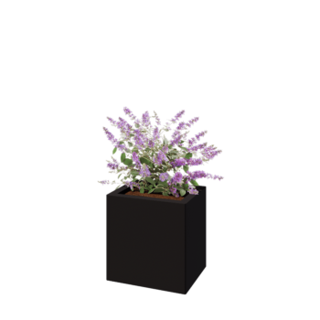 Čelična tegla za cvijeće - Pravokutnik - 40 x 30 x 40 cm - RAL9005 mat (crna) - S donjom pločom