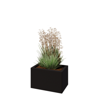 Čelična tegla za cvijeće - Pravokutnik - 50 x 30 x 30 cm - RAL9005 mat (crna) - S donjom pločom