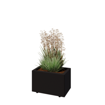 Čelična tegla za cvijeće - Pravokutnik - 50 x 30 x 30 cm - RAL9005 mat (crna) - S donjom pločom - S nogama