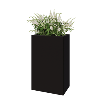 Čelična tegla za cvijeće - Pravokutnik - 50 x 30 x 80 cm - RAL9005 mat (crna) - S donjom pločom