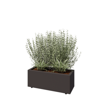 Čelična tegla za cvijeće - Pravokutnik - 80 x 30 x 30 cm - Druga RAL boja - S donjom pločom - S nogama