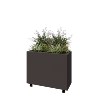 Čelična tegla za cvijeće - Pravokutnik - 80 x 30 x 60 cm - Druga RAL boja - S donjom pločom - S kotačima