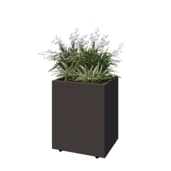Čelična tegla za cvijeće - Pravokutnik - 50 x 40 x 60 cm - RAL7016 mat (antracit siva) - S donjom pločom - S nogama