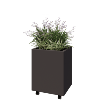 Čelična tegla za cvijeće - Pravokutnik - 50 x 40 x 60 cm - RAL7016 mat (antracit siva) - S donjom pločom - S kotačima