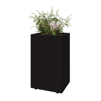 Čelična tegla za cvijeće - Pravokutnik - 50 x 40 x 80 cm - RAL9005 mat (crna) - S donjom pločom - S nogama