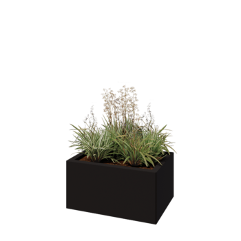 Čelična tegla za cvijeće - Pravokutnik - 60 x 40 x 30 cm - RAL9005 mat (crna) - S donjom pločom