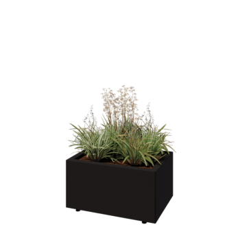 Čelična tegla za cvijeće - Pravokutnik - 60 x 40 x 30 cm - RAL9005 mat (crna) - S donjom pločom - S nogama