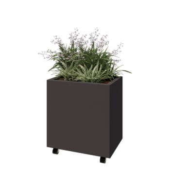 Čelična tegla za cvijeće - Pravokutnik - 60 x 40 x 60 cm - Druga RAL boja - S donjom pločom - S kotačima