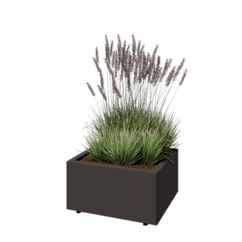 Čelična tegla za cvijeće - Pravokutnik - 60 x 50 x 30 cm - RAL7016 mat (antracit siva) - S donjom pločom - S nogama