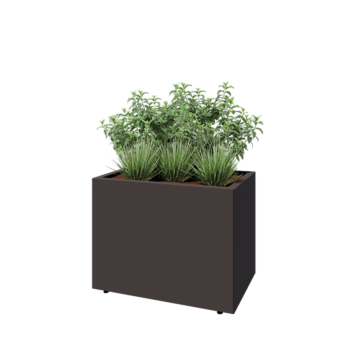 Čelična tegla za cvijeće - Pravokutnik - 80 x 50 x 60 cm - RAL7016 mat (antracit siva) - S donjom pločom - S nogama