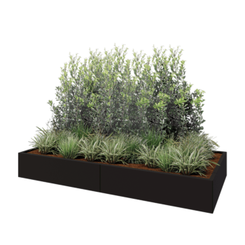 Čelična tegla za cvijeće XXL - Pravokutnik - 240 x 100 x 30 cm - RAL9005 mat (crna) - S donjom pločom