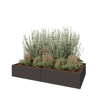 Čelična tegla za cvijeće XXL - Pravokutnik - 240 x 120 x 40 cm - RAL7016 mat (antracit siva) - Bez donje ploče