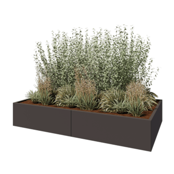 Čelična tegla za cvijeće XXL - Pravokutnik - 240 x 120 x 40 cm - Druga RAL boja - Bez donje ploče