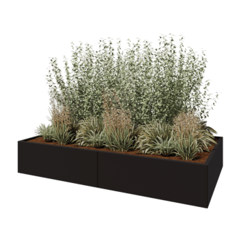 Čelična tegla za cvijeće XXL - Pravokutnik - 240 x 120 x 40 cm - RAL9005 mat (crna) - Bez donje ploče