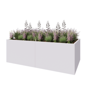 Čelična tegla za cvijeće XXL - Pravokutnik - 240 x 120 x 80 cm - RAL9010 mat (bijela) - S donjom pločom