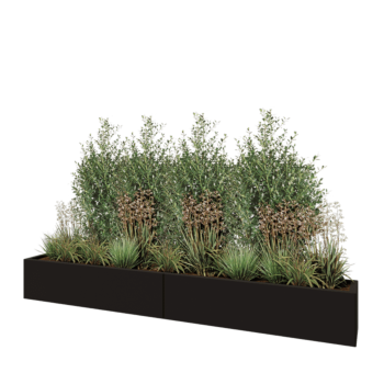 Čelična tegla za cvijeće XXL - Pravokutnik - 240 x 30 x 30 cm - RAL9005 mat (crna) - S donjom pločom