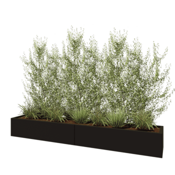 Čelična tegla za cvijeće XXL - Pravokutnik - 240 x 40 x 30 cm - RAL9005 mat (crna) - S donjom pločom