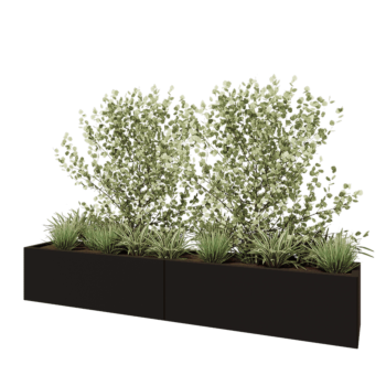 Čelična tegla za cvijeće XXL - Pravokutnik - 240 x 40 x 40 cm - RAL9005 mat (crna) - S donjom pločom