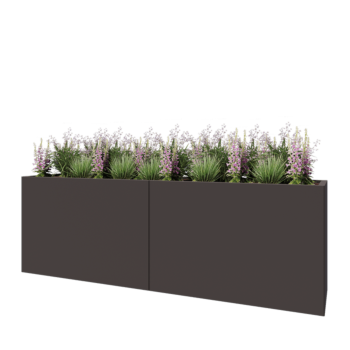 Čelična tegla za cvijeće XXL - Pravokutnik - 240 x 50 x 80 cm - RAL7016 mat (antracit siva) - S donjom pločom