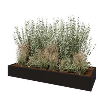 Čelična tegla za cvijeće XXL - Pravokutnik - 240 x 80 x 30 cm - RAL9005 mat (crna) - Bez donje ploče