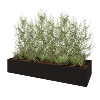 Čelična tegla za cvijeće XXL - Pravokutnik - 240 x 80 x 40 cm - RAL9005 mat (crna) - Bez donje ploče