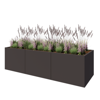 Čelična tegla za cvijeće XXL - Pravokutnik - 300 x 100 x 80 cm - Druga RAL boja - S donjom pločom