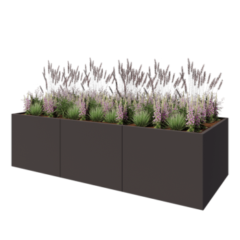 Čelična tegla za cvijeće XXL - Pravokutnik - 300 x 120 x 80 cm - Druga RAL boja - Bez donje ploče