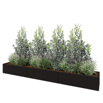 Čelična tegla za cvijeće XXL - Pravokutnik - 300 x 40 x 30 cm - RAL9005 mat (crna) - Bez donje ploče