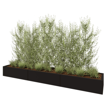 Čelična tegla za cvijeće XXL - Pravokutnik - 300 x 50 x 30 cm - RAL9005 mat (crna) - S donjom pločom