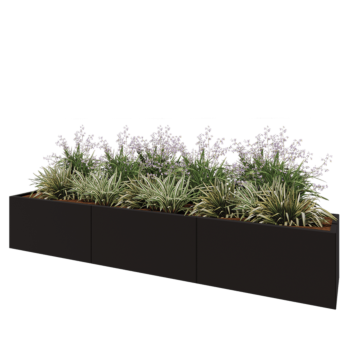 Čelična tegla za cvijeće XXL - Pravokutnik - 300 x 50 x 50 cm - RAL9005 mat (crna) - Bez donje ploče