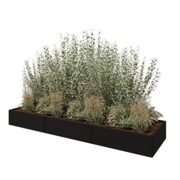 Čelična tegla za cvijeće XXL - Pravokutnik - 300 x 80 x 30 cm - RAL9005 mat (crna) - Bez donje ploče