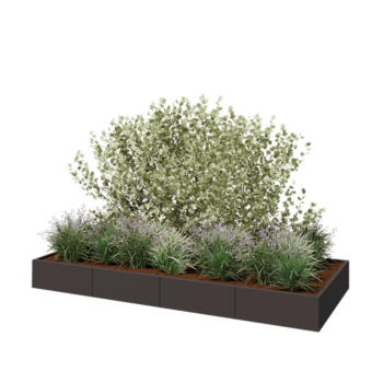 Čelična tegla za cvijeće XXL - Pravokutnik - 320 x 120 x 30 cm - Druga RAL boja - Bez donje ploče