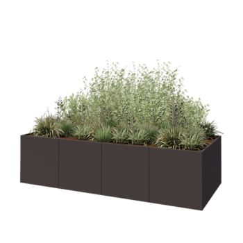 Čelična tegla za cvijeće XXL - Pravokutnik - 320 x 120 x 80 cm - Druga RAL boja - S donjom pločom