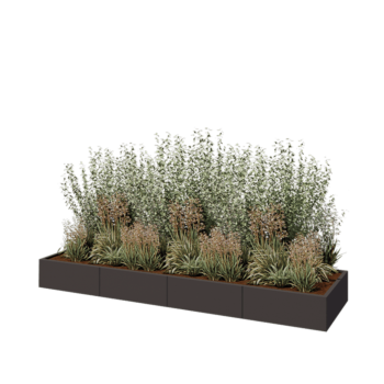 Čelična tegla za cvijeće XXL - Pravokutnik - 320 x 80 x 30 cm - Druga RAL boja - Bez donje ploče