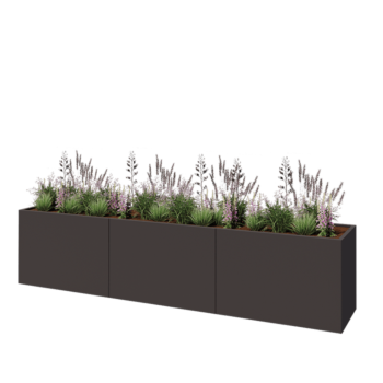 Čelična tegla za cvijeće XXL - Pravokutnik - 360 x 60 x 80 cm - Druga RAL boja - S donjom pločom