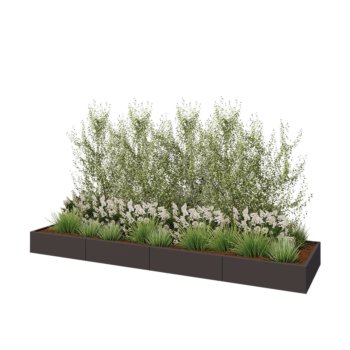 Čelična tegla za cvijeće XXL - Pravokutnik - 400 x 100 x 30 cm - Druga RAL boja - S donjom pločom