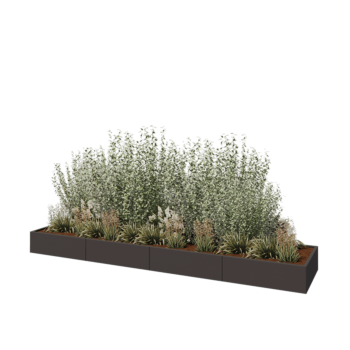 Čelična tegla za cvijeće XXL - Pravokutnik - 400 x 80 x 30 cm - Druga RAL boja - S donjom pločom