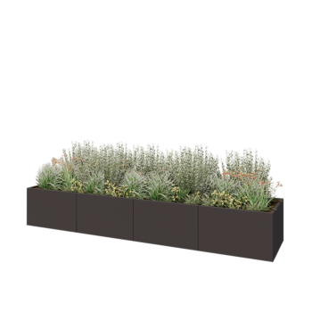 Čelična tegla za cvijeće XXL - Pravokutnik - 400 x 80 x 60 cm - Druga RAL boja - S donjom pločom