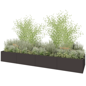 Čelična tegla za cvijeće XXL - Pravokutnik - 480 x 120 x 60 cm - Druga RAL boja - Bez donje ploče