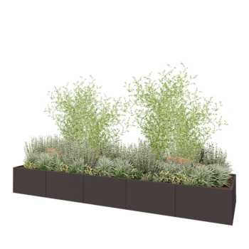 Čelična tegla za cvijeće XXL - Pravokutnik - 500 x 120 x 60 cm - Druga RAL boja - S donjom pločom